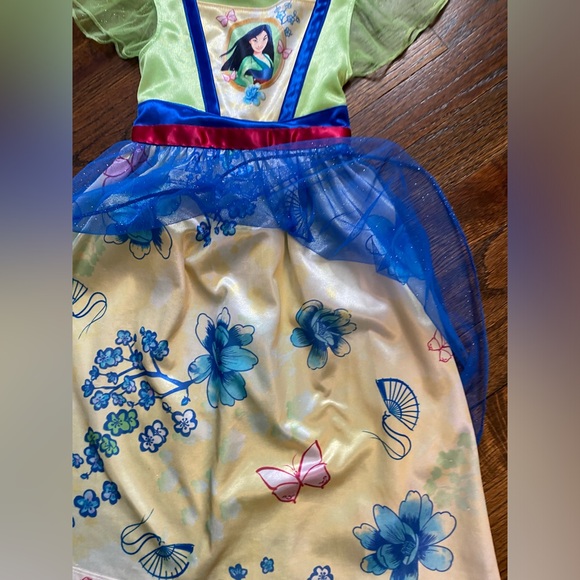 Disney Mulan Costume Dress 3T girl nightgown with Floral Design sparkle overlay - Picture 5 of 13